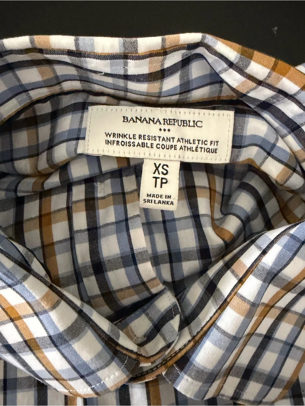 Banana Republic Athletic Fit Dress Shirt Blue White Tan Button-Up Cotton XS